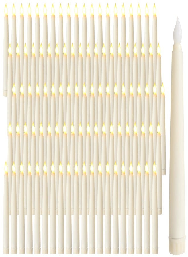 Baquler Flameless Flicker Taper Candles LED Candles Flickering Warm White Light Ivory LED Candlesticks Window for Christmas Wedding Home Decor(8.5 Inches,100) - Image 1